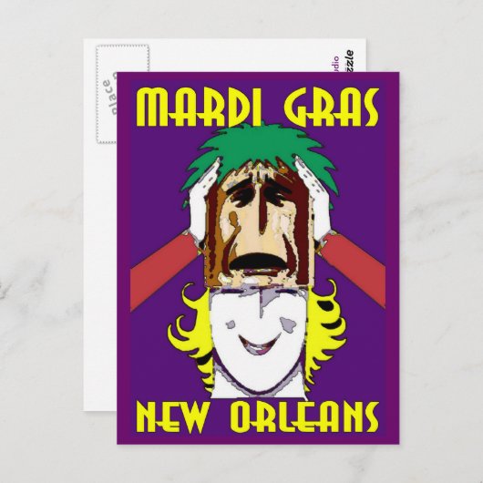 Mardi Gras Masking Briefkaart (Voorkant / Achterkant)