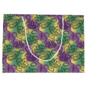 Mardi Gras Masks and Beads Doodle Art Style Groot Cadeauzakje (Achterkant)