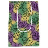 Mardi Gras Masks and Beads Doodle Art Style Medium Cadeauzakje (Achterkant)