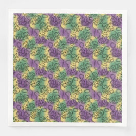 Mardi Gras Masks and Beads Doodle Art Style Servet