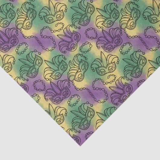 Mardi Gras Masks and Beads Doodle Art Style Tissuepapier (Detail)