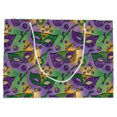 Mardi Gras Masks and Beads Purple Green Yellow Groot Cadeauzakje (Achterkant)