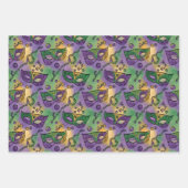 Mardi Gras Masks and Beads Purple Green Yellow Inpakpapier Vel (Voorkant 3)