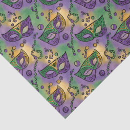 Mardi Gras Masks and Beads Purple Green Yellow Tissuepapier