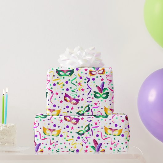 Mardi Gras Masks Cadeaupapier (Feestgeschenken)