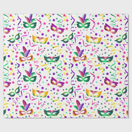 Mardi Gras Masks Cadeaupapier (Vlak)