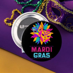 Mardi Gras Masks Celebration Button