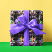 Mardi Gras Masks Groen Paarse Goud Geel Cadeaupapier