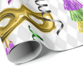 Mardi Gras Masks Groen Paarse Goud Geel Cadeaupapier (Rol Hoek)
