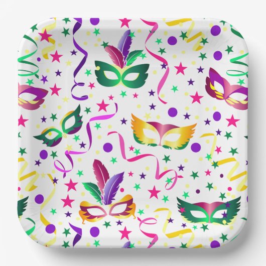 Mardi Gras Masks Papieren Bordje (Voorkant)