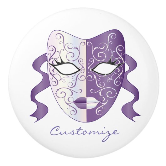 Mardi Gras MaskThunder_Cove Keramische Knop (Voorkant)