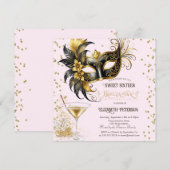Mardi Gras Masque Diamonds Champagne Sweet 16 Kaart (Voorkant / Achterkant)