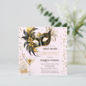 Mardi Gras Masque Diamonds Champagne Sweet 16 Kaart (Staand voorkant)