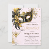 Mardi Gras Masque Diamonds Champagne Sweet 16   Kaart (Voorkant)