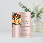 Mardi Gras Masque Diamonds Roos Gold Sweet 16 Uitnodiging Briefkaart (Staand voorkant)