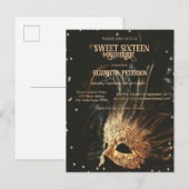 Mardi Gras Masque Diamonds Zwart Zoet 16 Uitnodiging Briefkaart (Voorkant / Achterkant)