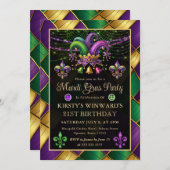 Mardi Gras Masquerade 21ste verjaardag Kaart (Voorkant / Achterkant)