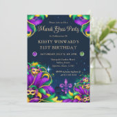 Mardi Gras Masquerade 21ste verjaardag Kaart (Staand voorkant)