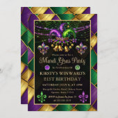 Mardi Gras Masquerade 21ste verjaardag Kaart (Voorkant / Achterkant)