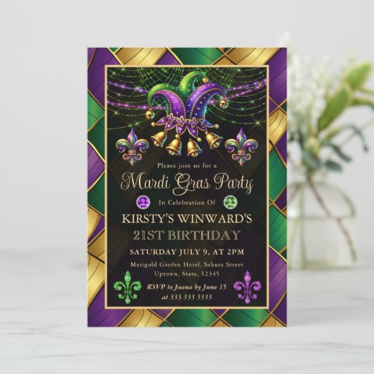Mardi Gras Masquerade 21ste verjaardag Kaart (Staand voorkant)