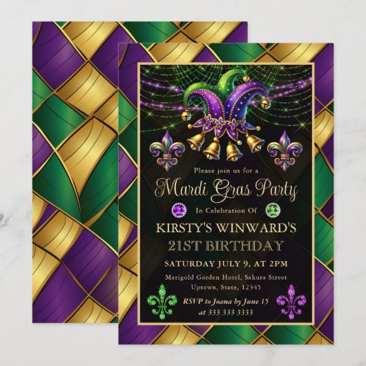 Mardi Gras Masquerade 21ste verjaardag Kaart (Voorkant / Achterkant)