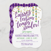 Mardi Gras | Masquerade Bachelorette Party Kaart (Voorkant / Achterkant)