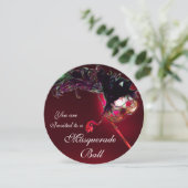 MARDI GRAS MASQUERADE BAL rood bordeauxrood Kaart (Staand voorkant)