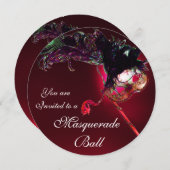 MARDI GRAS MASQUERADE BAL rood bordeauxrood Kaart (Voorkant / Achterkant)