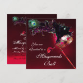 MARDI GRAS MASQUERADE BAL rood burgundy Kaart (Voorkant / Achterkant)