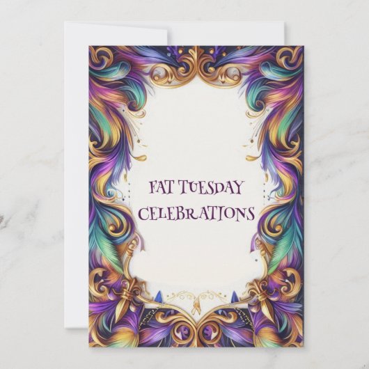 Mardi Gras Masquerade Bal Vet Dinsdag Viering Kaart (Achterkant)