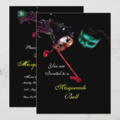 MARDI GRAS MASQUERADE BALL, Black rsvp Kaart (Voorkant / Achterkant)