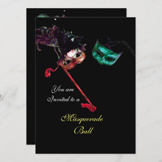 MARDI GRAS MASQUERADE BALL, Black rsvp Kaart (Voorkant / Achterkant)