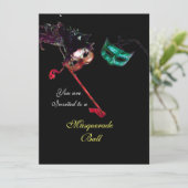 MARDI GRAS MASQUERADE BALL, Black rsvp Kaart (Staand voorkant)