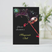 MARDI GRAS MASQUERADE BALL, Black rsvp Kaart (Staand voorkant)