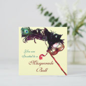 MARDI GRAS MASQUERADE BALL Gold Metallic Kaart (Staand voorkant)