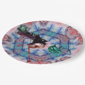 MARDI GRAS MASQUERADE BALL MASK blauw roze paars Papieren Bordje (Gekanteld)