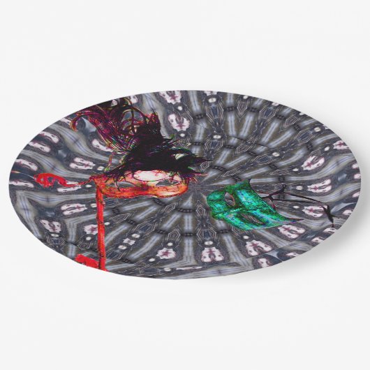 MARDI GRAS MASQUERADE BALL MASK blauw roze paars Papieren Bordje (Gekanteld)