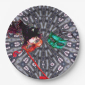 MARDI GRAS MASQUERADE BALL MASK blauw roze paars Papieren Bordje (Voorkant)