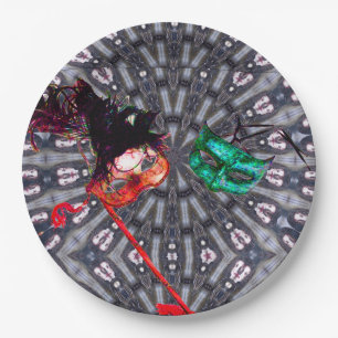 MARDI GRAS MASQUERADE BALL MASK blauw roze paars Papieren Bordje