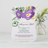 Mardi Gras Masquerade Ball Mask Kostuum Halloween Kaart (Staand voorkant)