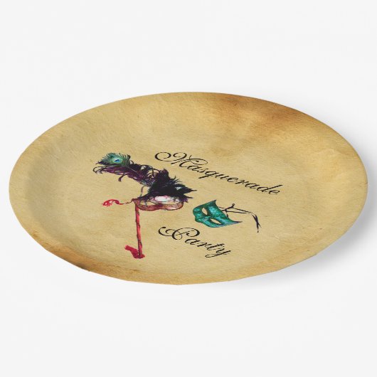 MARDI GRAS MASQUERADE BALL MASK Parchment Papieren Bordje (Gekanteld)