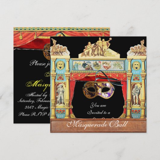 MARDI GRAS MASQUERADE BALL MASKS THEATER STATION KAART (Voorkant / Achterkant)