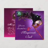 MARDI GRAS MASQUERADE BALL paarse roze fuchsia Kaart (Voorkant / Achterkant)