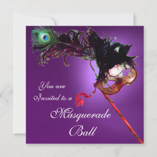 MARDI GRAS MASQUERADE BALL paarse roze fuchsia Kaart