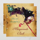 MARDI GRAS MASQUERADE BALL parchment Kaart (Voorkant / Achterkant)