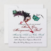 MARDI GRAS MASQUERADE BALL Red Green Feathermasker Kaart (Achterkant)