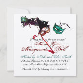 MARDI GRAS MASQUERADE BALL Silver Metallic Kaart (Achterkant)