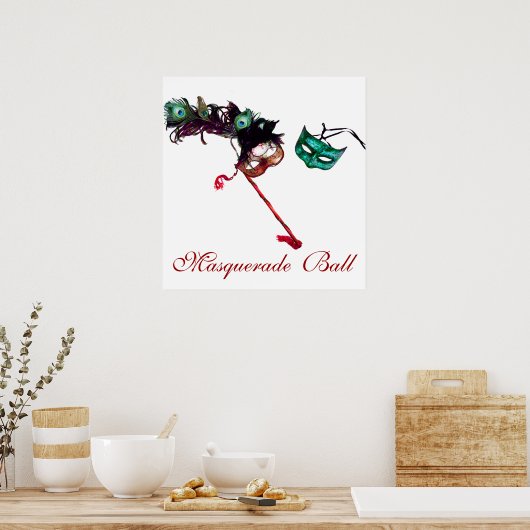 MARDI GRAS MASQUERADE BALL, wit Poster (Keuken)