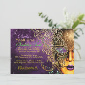 Mardi Gras Masquerade Birthday Party Kaart (Staand voorkant)