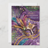 Mardi Gras Masquerade Birthday Party Kaart (Voorkant)